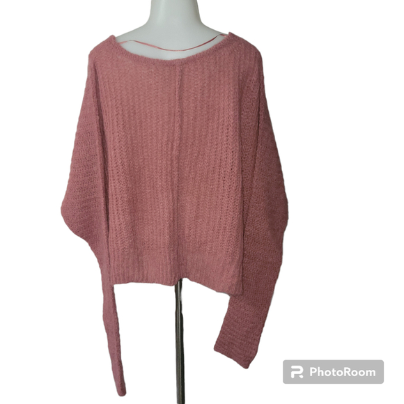 Women's Free People Pink Oversized V-Neck Sweater Size S - Picture 3 of 7